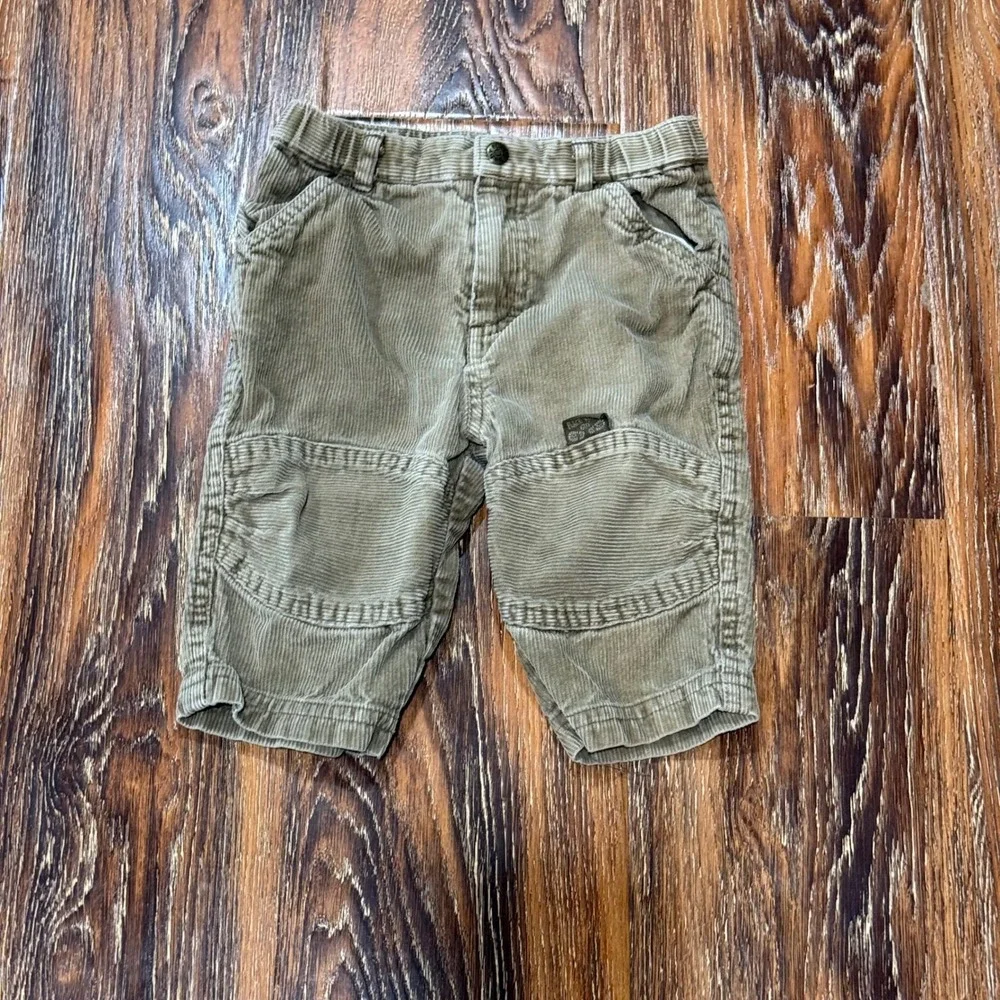 VTG Childrens Place 6-9M Corduroy Pants Kids Tan Reinforced Knee Elastic Waist